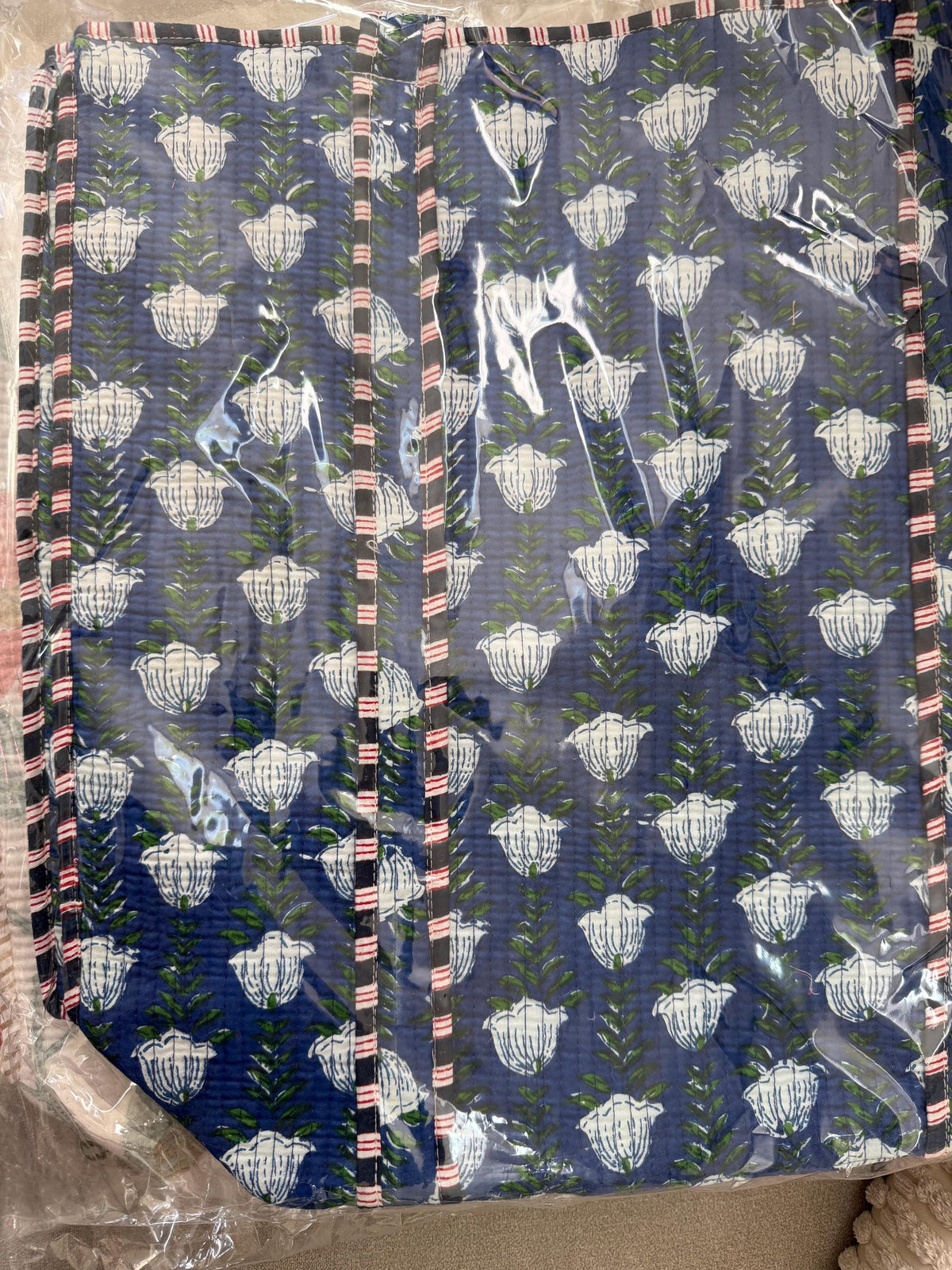 Quilted Cotton Tote Bag: Floral Bird Print, Large Capacity Shoulder Bag