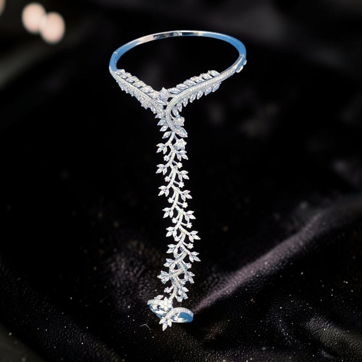 Haath Phool hand accessory in American diamonds gold polished single piece