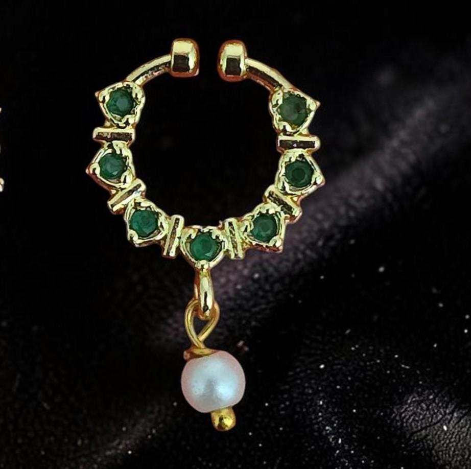 American Diamond Pressing Nose Ring with Gold Plating