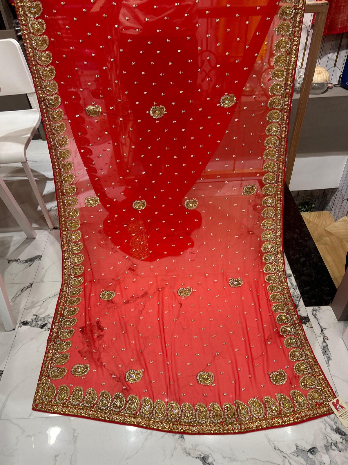 Georgette with heavy work and stonework Saree premium quality fall pico done with blouse piece