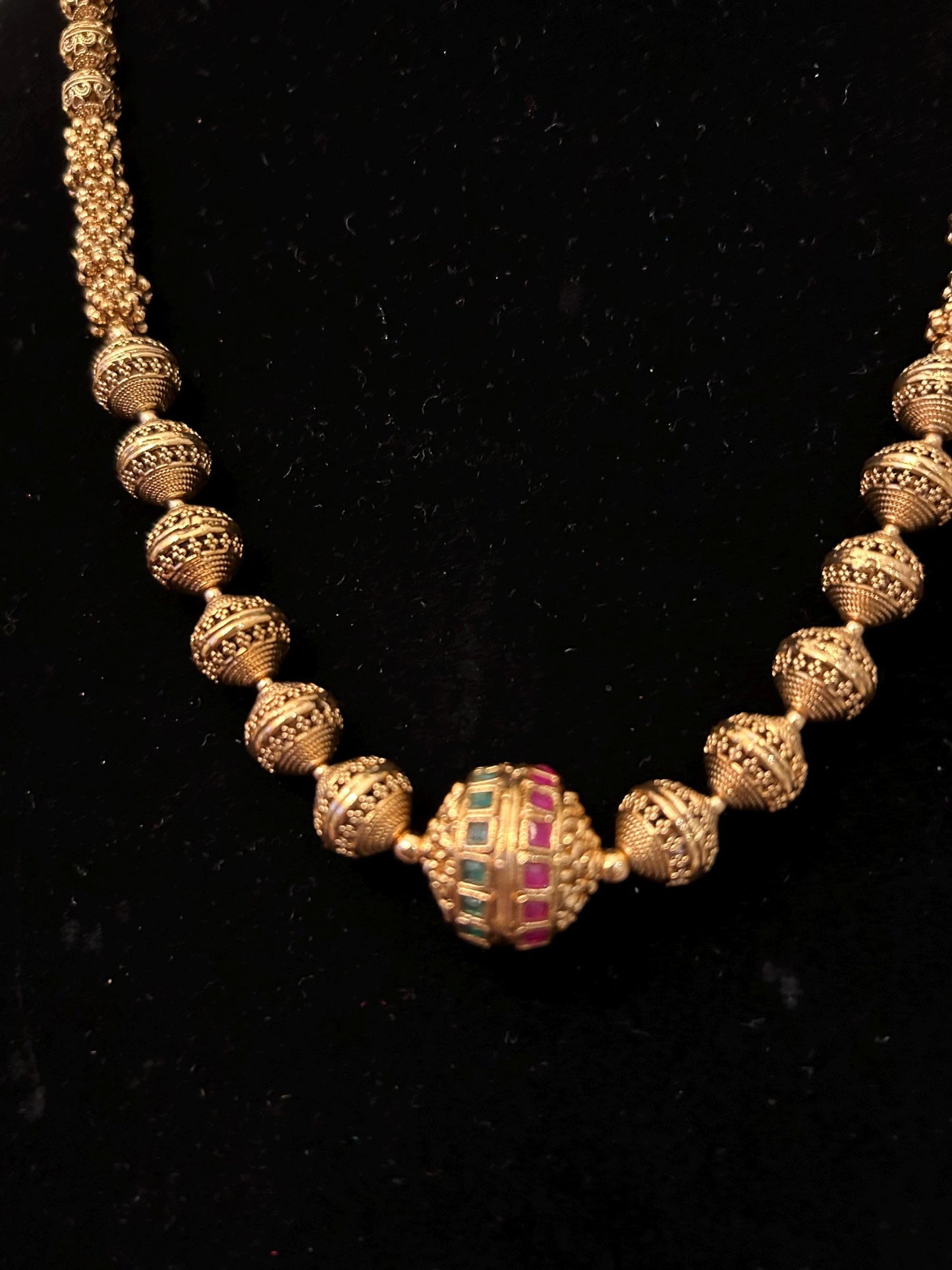 Gold necklace set adjustable chain style with jhumkas