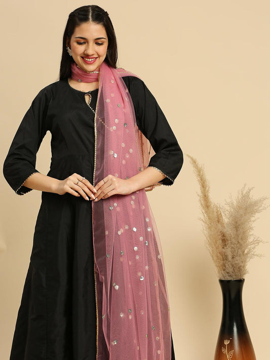 Net fabric Dupatta Stole with Gotta Patti Work delicate edge and sequin buttas work lightweight