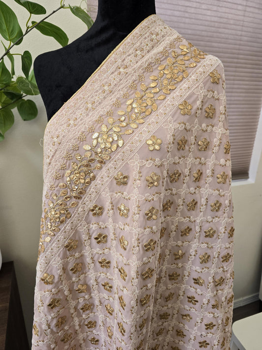Georgette Lucknowi Work dupatta with Gotta Patti Work trendy elegant classy stole shawl