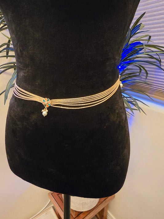 Gold chain belt waist accessory kamarpatta