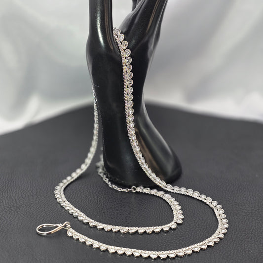 Silver rhinestones chain belt waist accessory kamarpatta