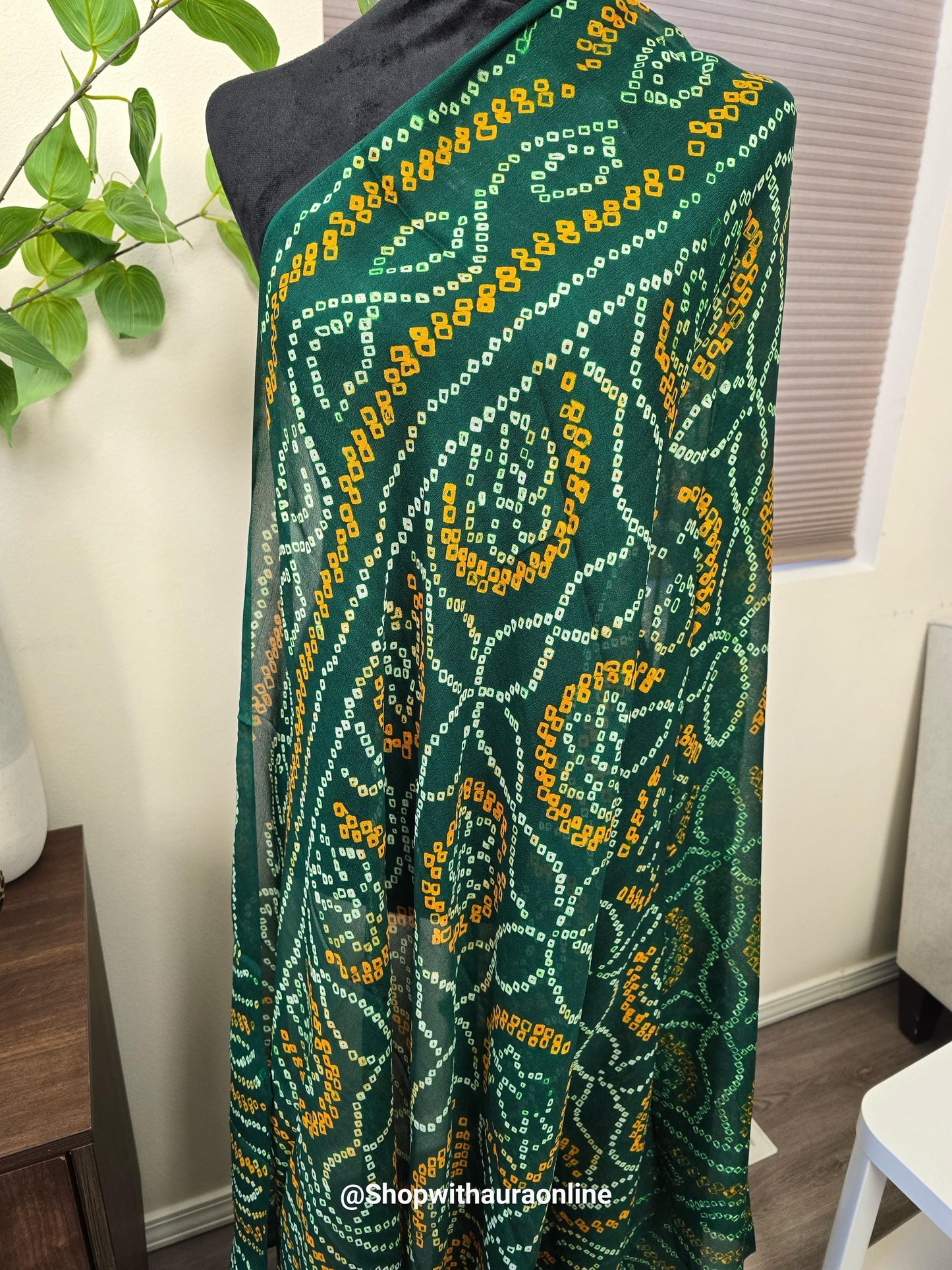 Pure Crepe delicate handmade handwork Bandhani dupatta stole