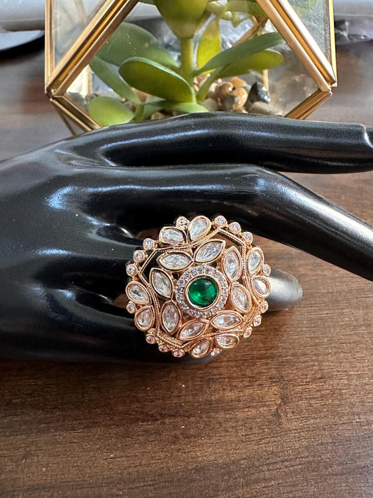 Adjustable finger rings Cubic Zirconia american diamonds kundan polki trendy