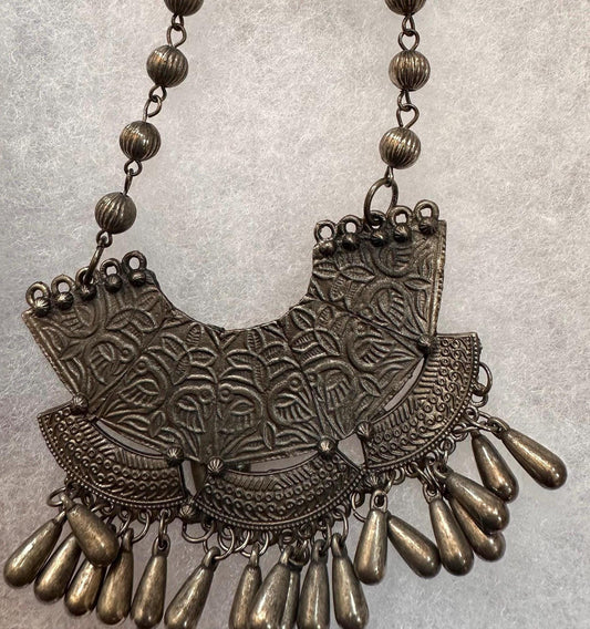 Oxidized necklace set silver long necklace