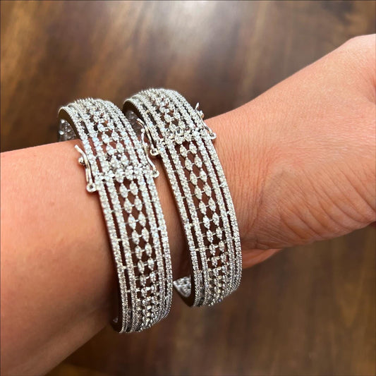 2.6 size American diamond bangles set cubic zirconia gold