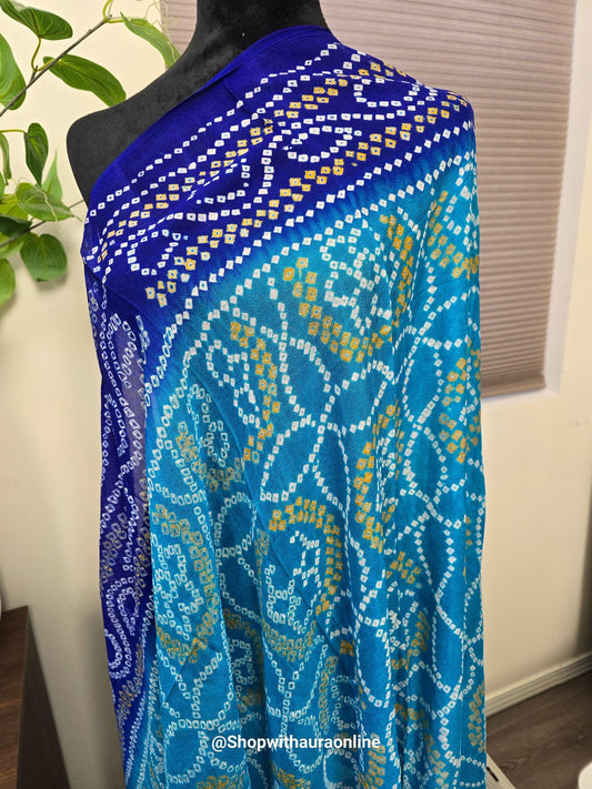 Pure Crepe delicate handmade handwork Bandhani dupatta stole