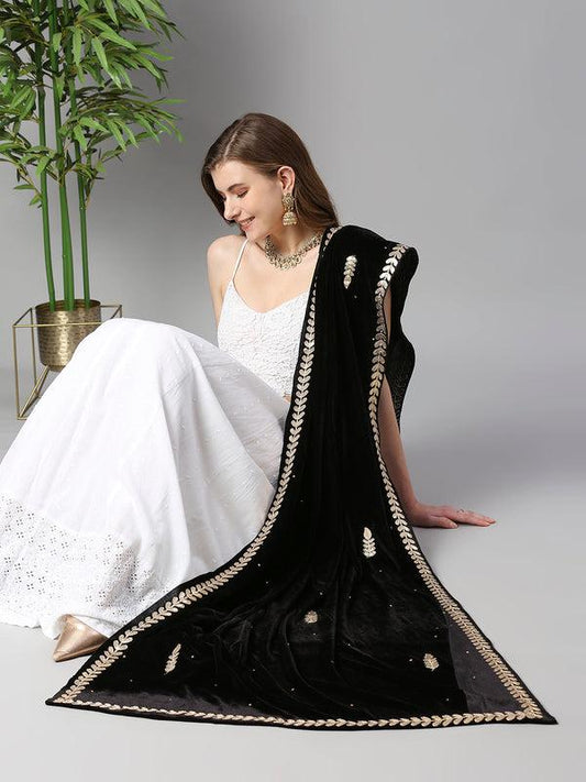 Gotta Patti Work Velvet Dupatta available in multiple colors trendy shawl stole