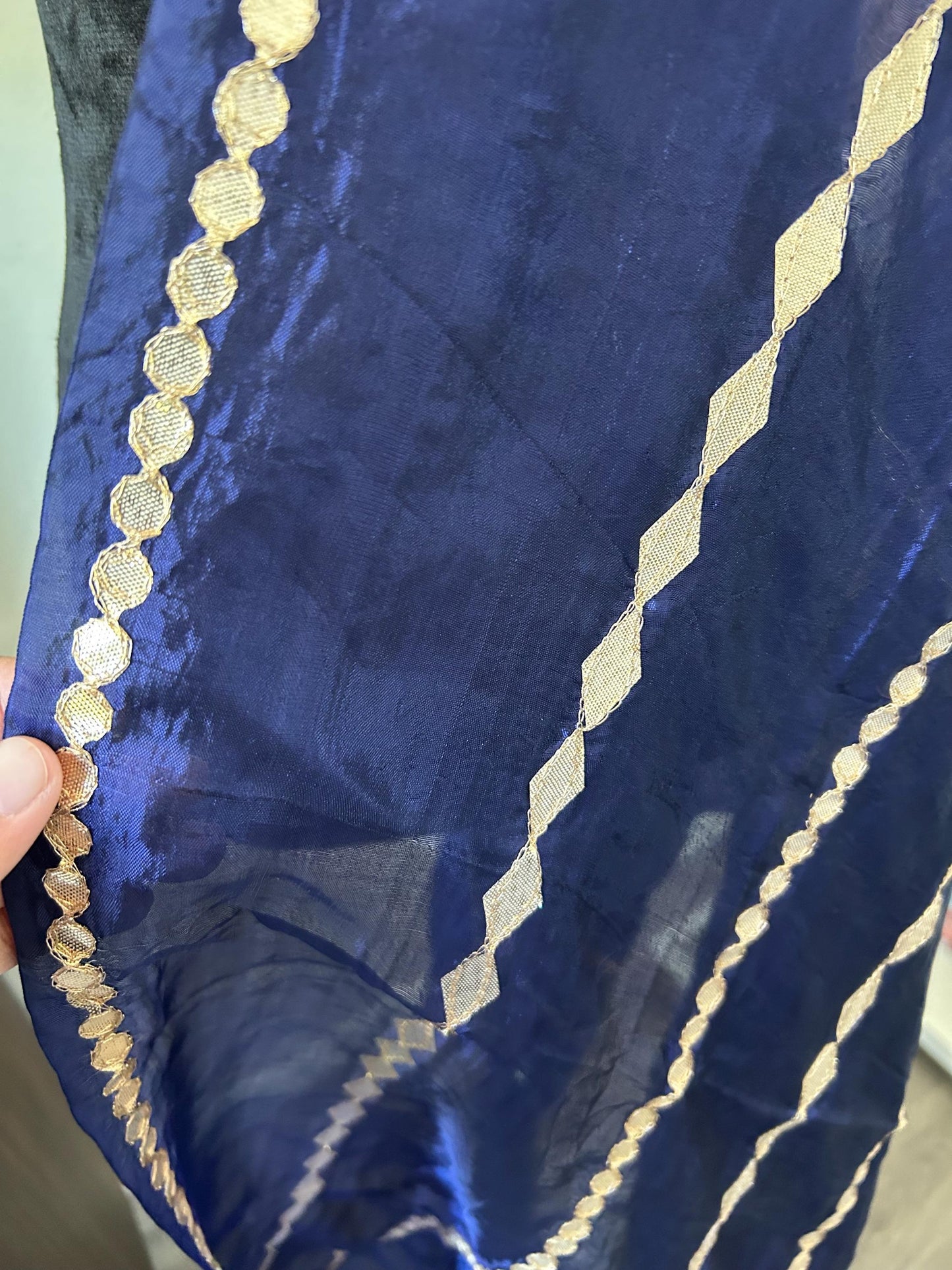 Raw silk Dupatta Stole with Gotta Patti Work and danglers