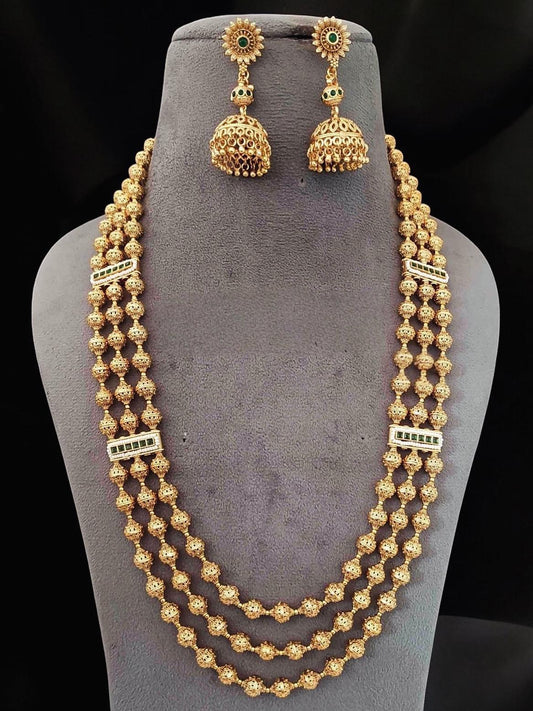 Jadau Long premium necklace with antique gold finished