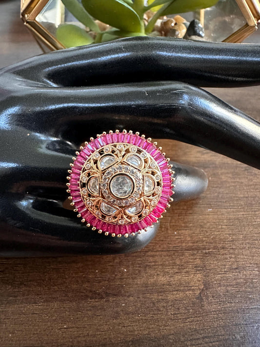 Adjustable finger rings Cubic Zirconia american diamonds kundan polki trendy