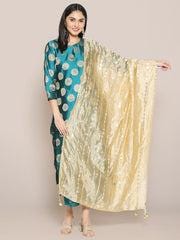 Raw silk Dupatta Stole with Gotta Patti Work and danglers