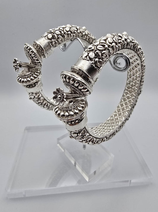 Silver toda bangles openable lock kadas trendy