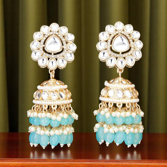 Light weight kundan earrings jhumkas