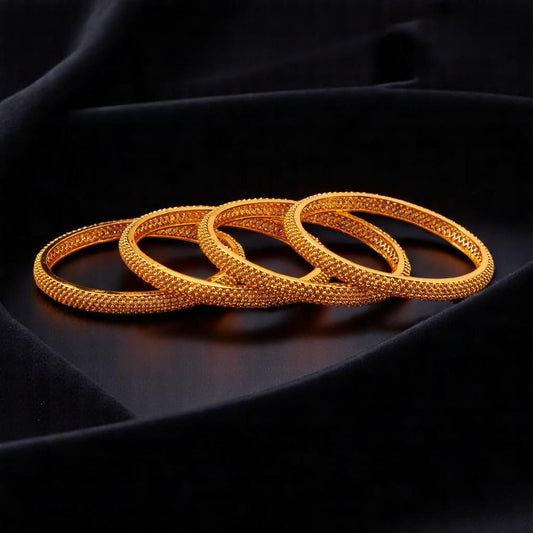 Gold polished bangles jali style delicate trendy set of 4