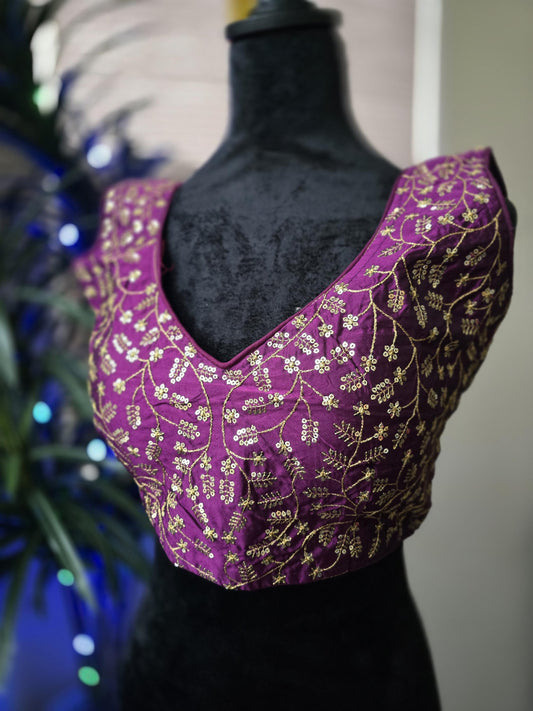 Phantom Silk Plain Party Wear Blouse Sleeveless with sequin work Alia Bhatt style comes with sleeves separately