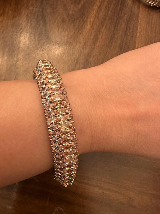 American diamonds kada bracelet silver polished