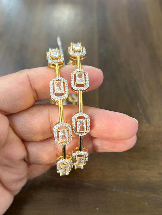 American diamond bangles set cubic zirconia gold
