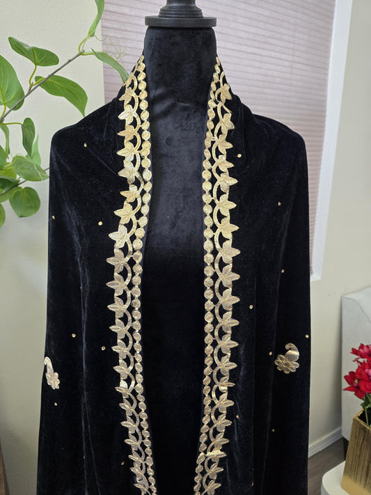 Gotta Patti Work Velvet Dupatta with danglers available in multiple colors trendy shawl stole