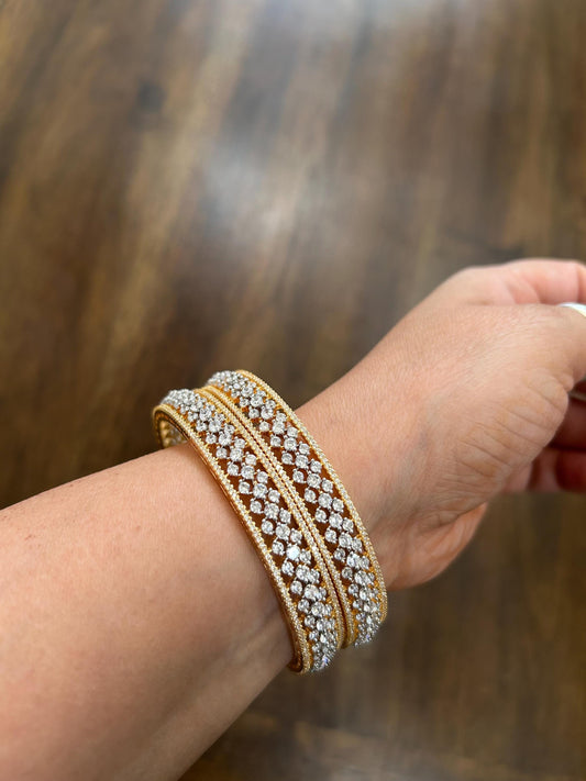 2.6 size American diamond bangles set cubic zirconia gold