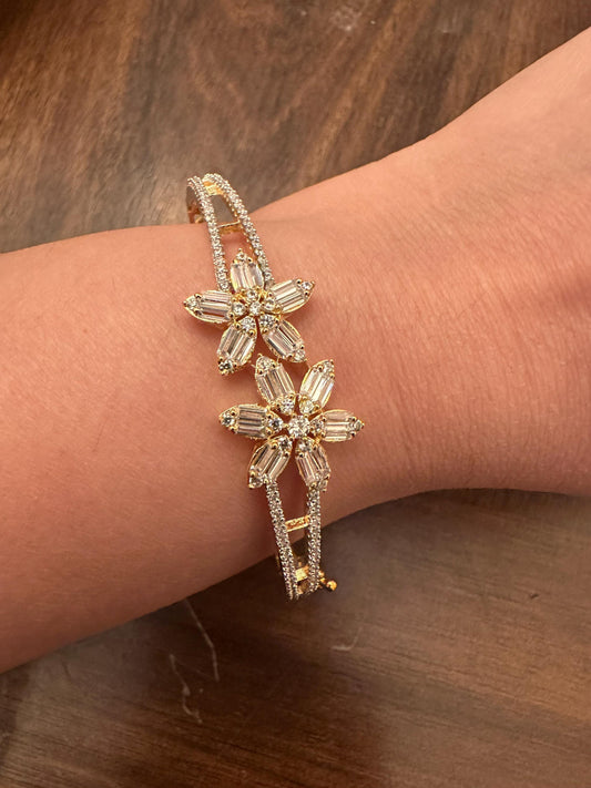 American diamonds kada bracelet silver gold or two tone polished
