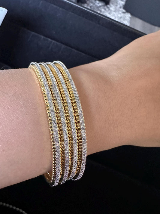 2.2/2.4/2.6/2.8 American diamond bangles set cubic zirconia gold
