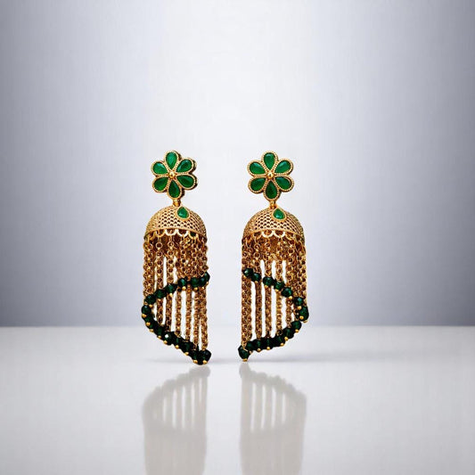 Jhumka earrings small light weight delicate trendy gold polished