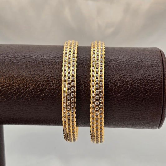 2.2 size American diamond bangle set cubic zirconia gold