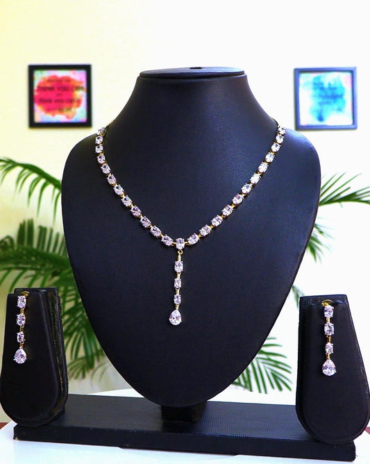 American Diamonds zirconia necklace set black green white