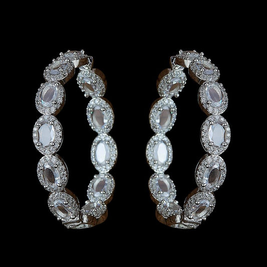 CZ by Aura earrings, rings, silver polished big hoops trendy