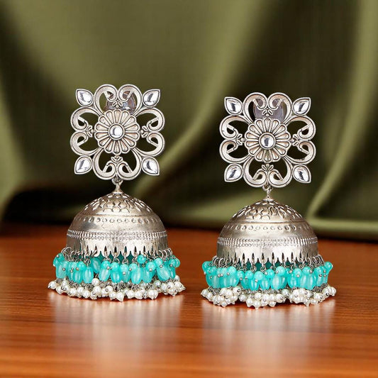 Big trendy lightweight oxidized jhumkas earrings