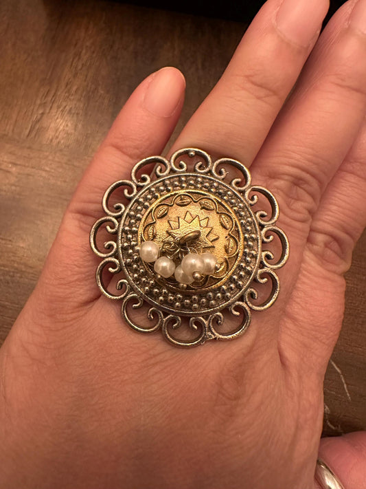 German silver rings adjustable silver with gem stones