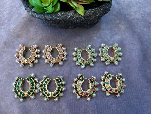 Pearl earrings with Jadau premium quality available in various color options instagram viral trending earrings