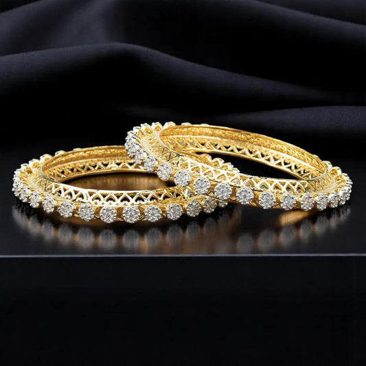 2.2/2.4/2.6/2.8 American diamond bangles set cubic zirconia gold