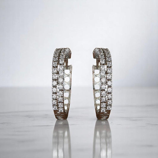 CZ by Aura earrings rings silver polished small hoops