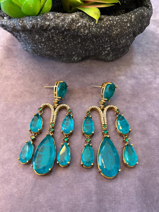 American Diamonds Earring With gold polished chandelier earrings trendy