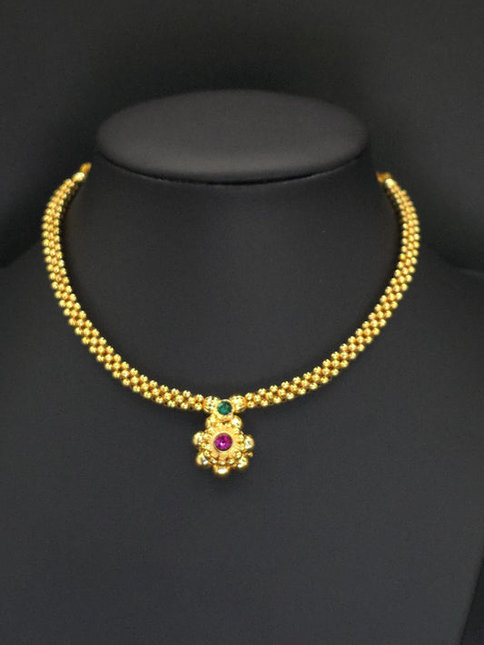 Maharashtrian Thushi gold ruby green choker thin