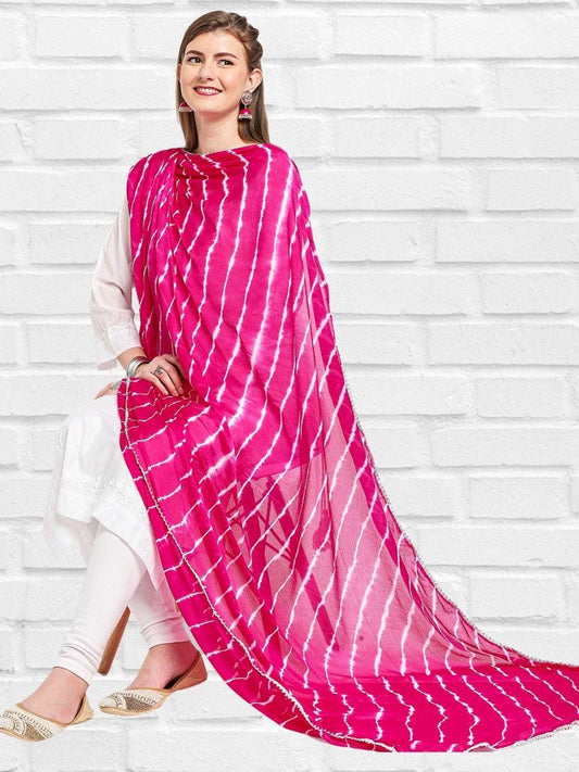 Leharia Chinon Dupatta with Gotta Border