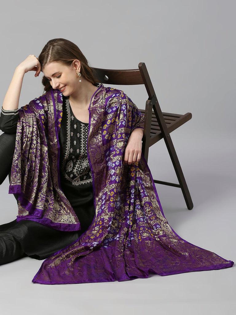 Purple Gharchola Bandhini Dupatta