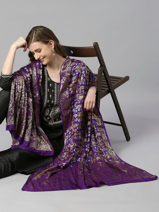 Purple Gharchola Bandhini Dupatta