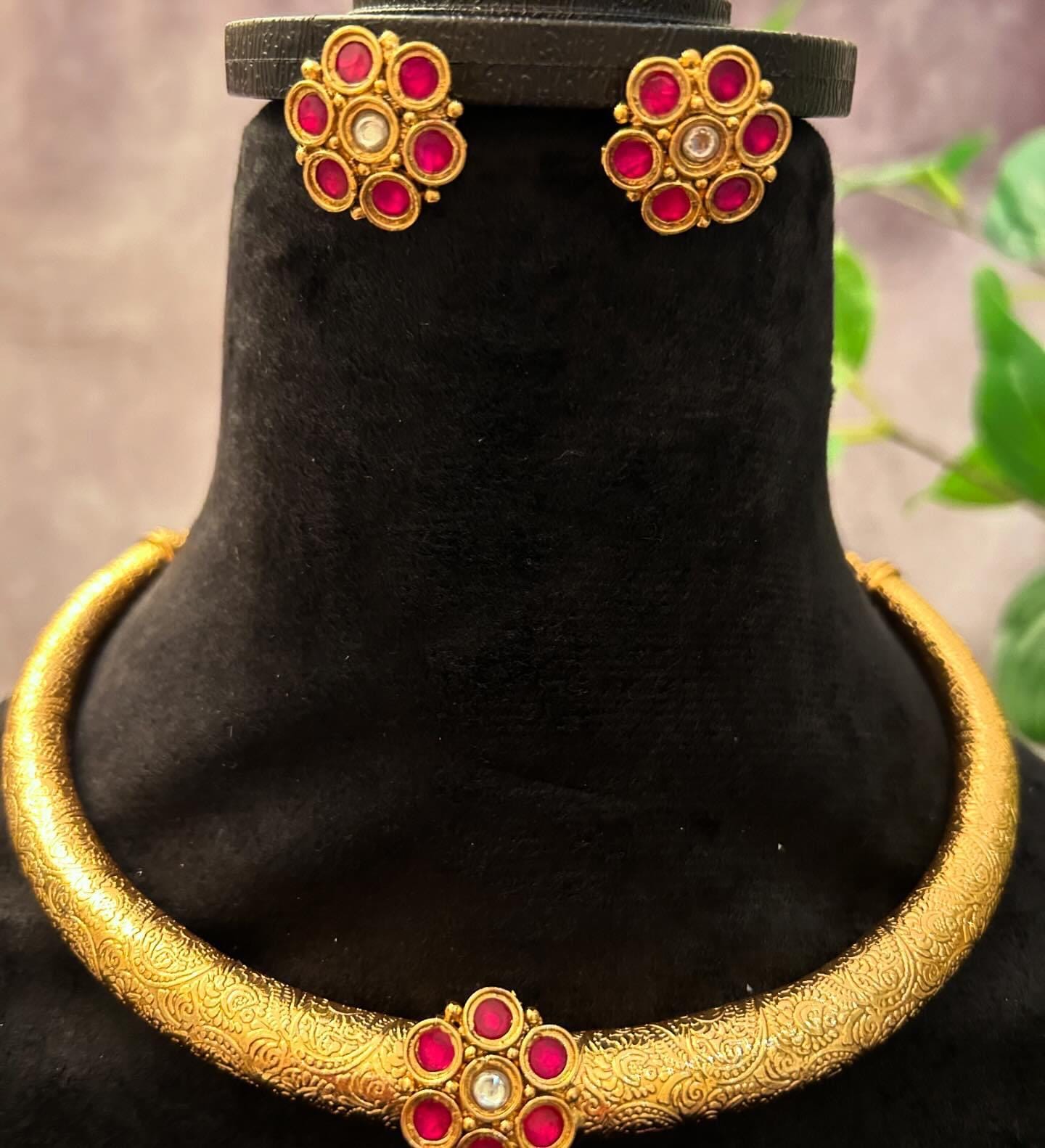 premium quality hasli necklace set handmade gold