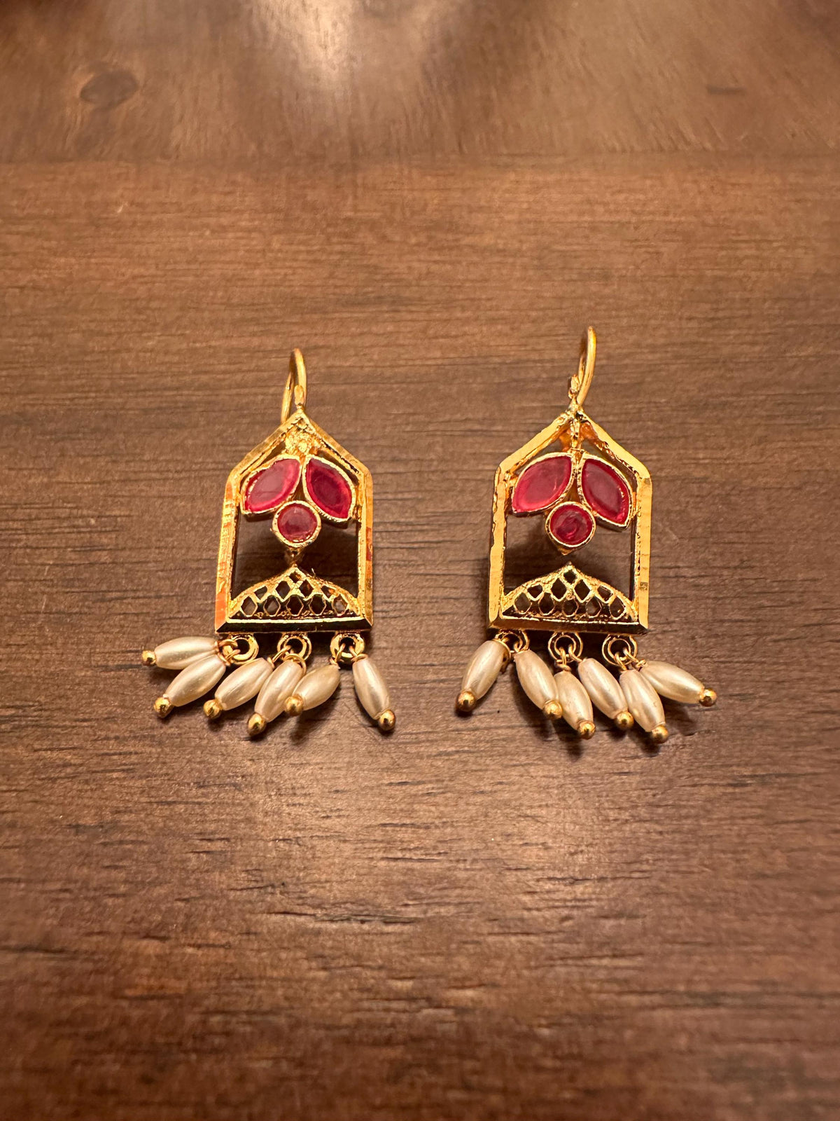 Maharashtrian Bugdi: Ruby Gold Plated Earrings