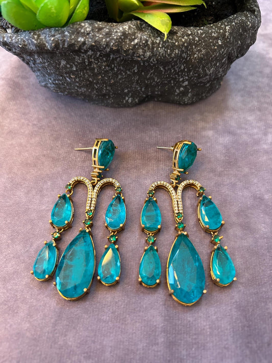 American Diamonds Earring With gold polished chandelier earrings trendy