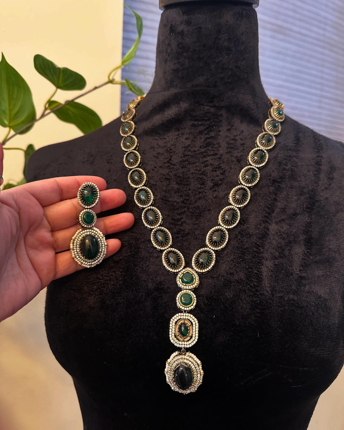 Ruby & Emerald Necklace Set: Sabyasachi Inspired Bollywood Jewelry