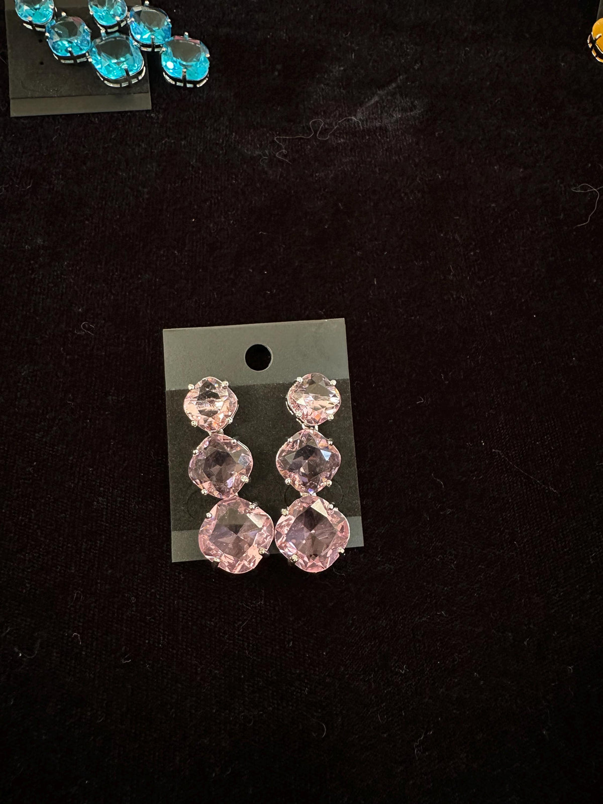 Teal American Diamond Dangle Earrings: Alloy Jewelry