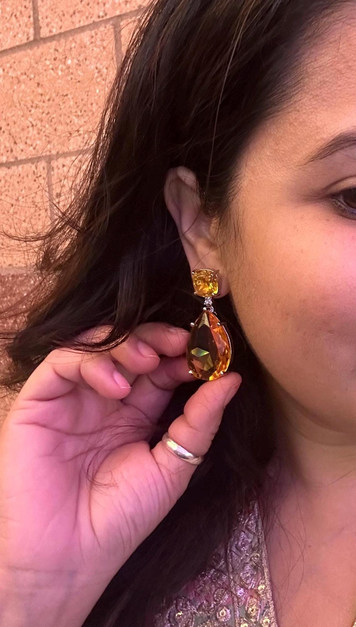 Chunky American Diamond Dangle Earrings: Trendy Statement Jewelry