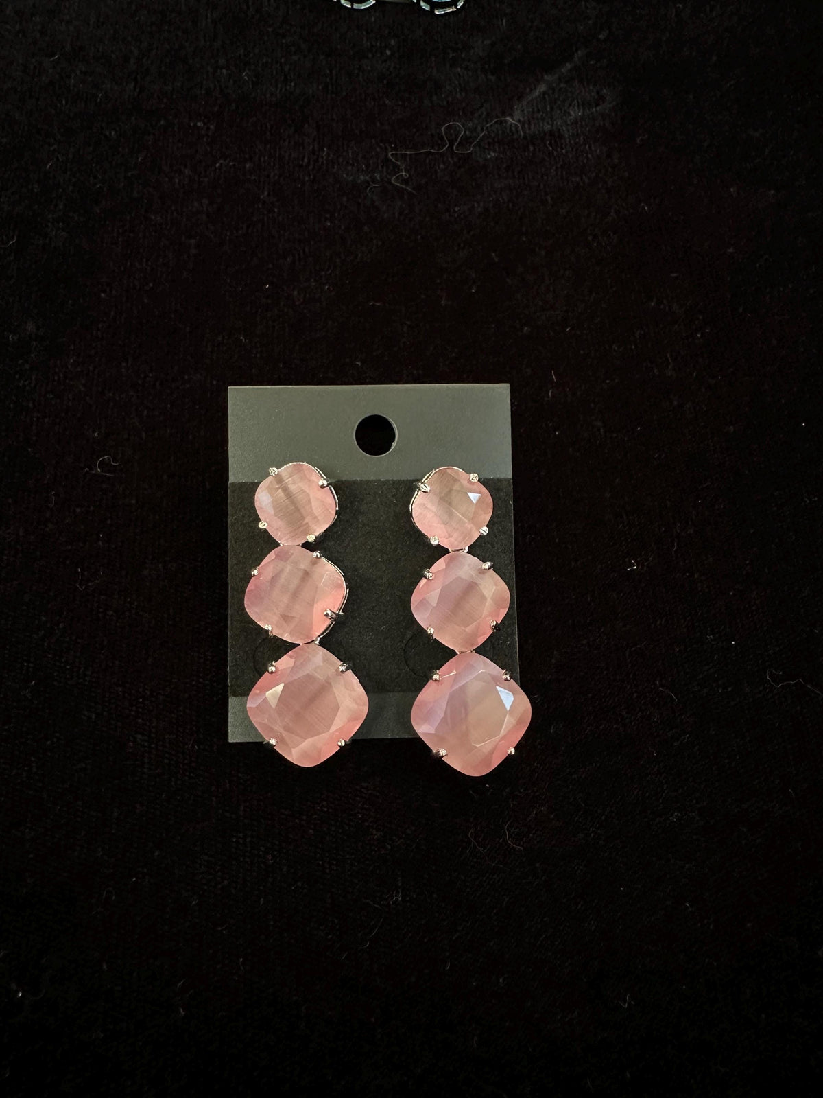 Teal American Diamond Dangle Earrings: Alloy Jewelry